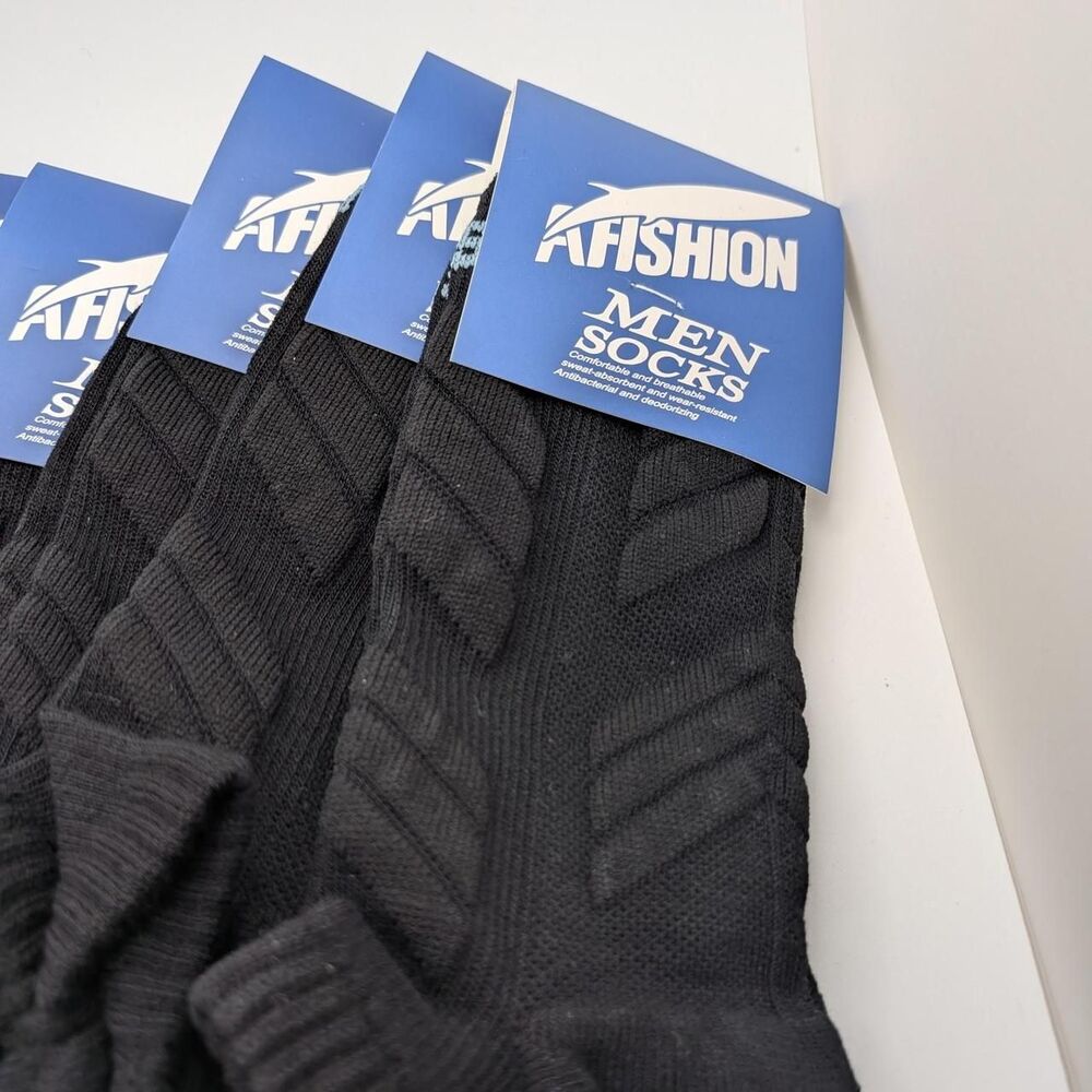 Black ribbed knit ankle socks 6 pack